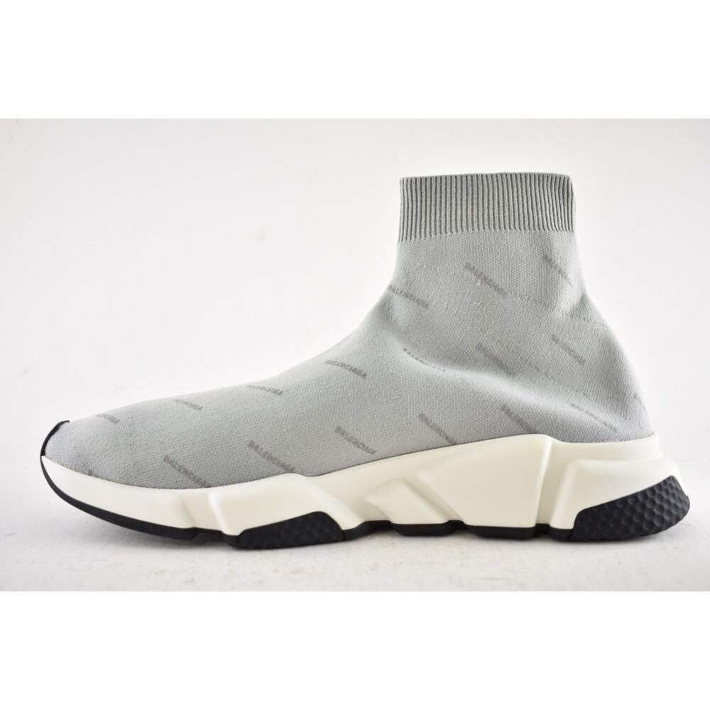Balenciaga Mens Speed Sock Grey Reflective All Over Logo High Top Sneaker 44 11 - Picture 9 of 12